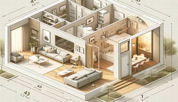 Desain Rumah Minimalis 4×7 Meter 1 Lantai 2 Kamar dengan RAB