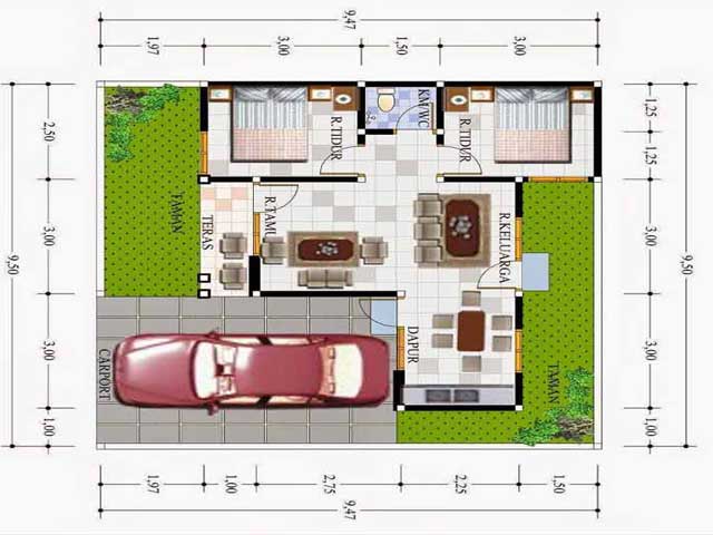 desain rumah tipe 45
